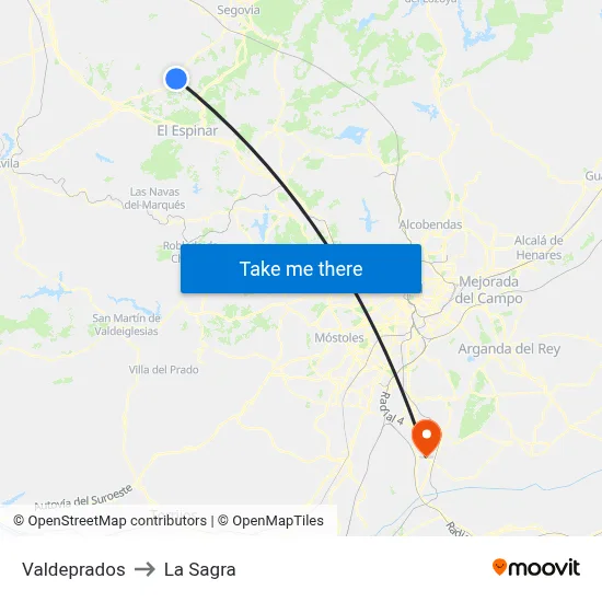 Valdeprados to La Sagra map