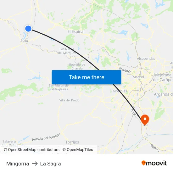 Mingorría to La Sagra map