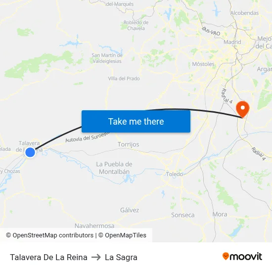 Talavera De La Reina to La Sagra map