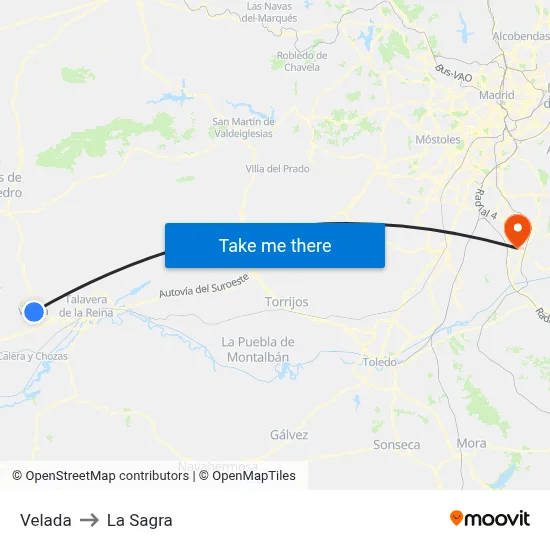 Velada to La Sagra map