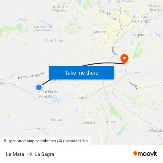 La Mata to La Sagra map
