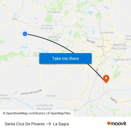 Santa Cruz De Pinares to La Sagra map