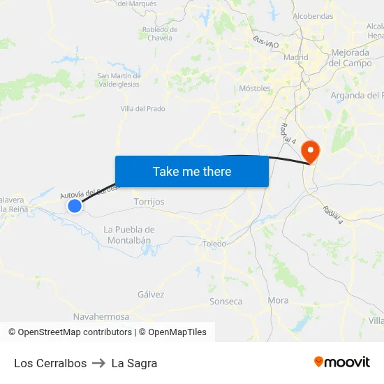 Los Cerralbos to La Sagra map