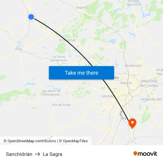 Sanchidrián to La Sagra map