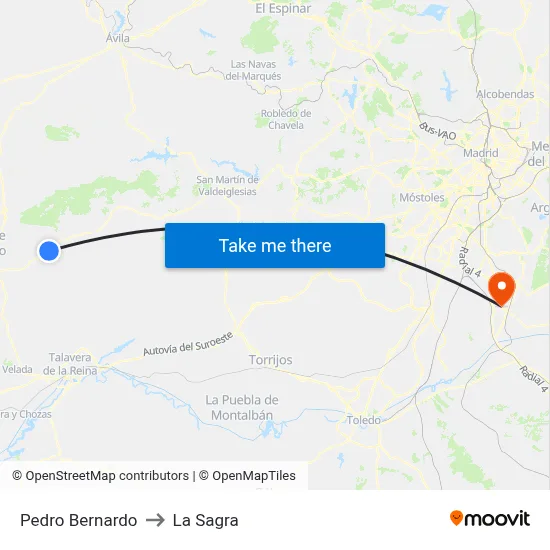 Pedro Bernardo to La Sagra map