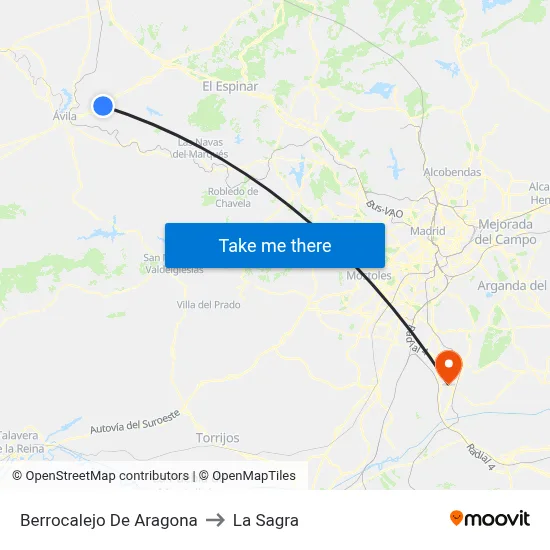 Berrocalejo De Aragona to La Sagra map