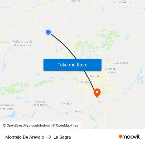 Montejo De Arévalo to La Sagra map