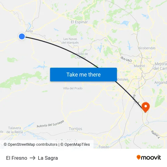 El Fresno to La Sagra map