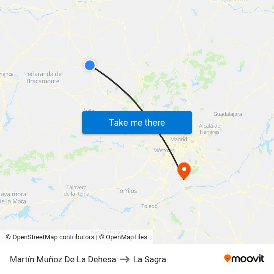 Martín Muñoz De La Dehesa to La Sagra map