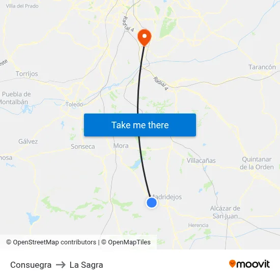 Consuegra to La Sagra map