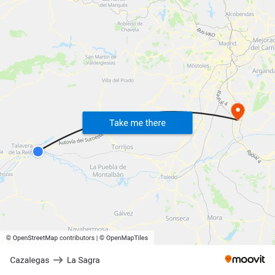 Cazalegas to La Sagra map