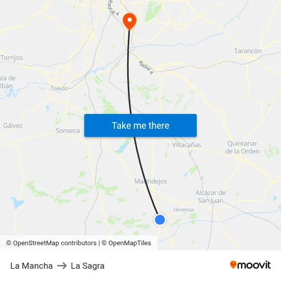 La Mancha to La Sagra map
