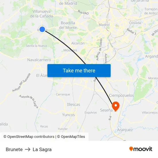 Brunete to La Sagra map