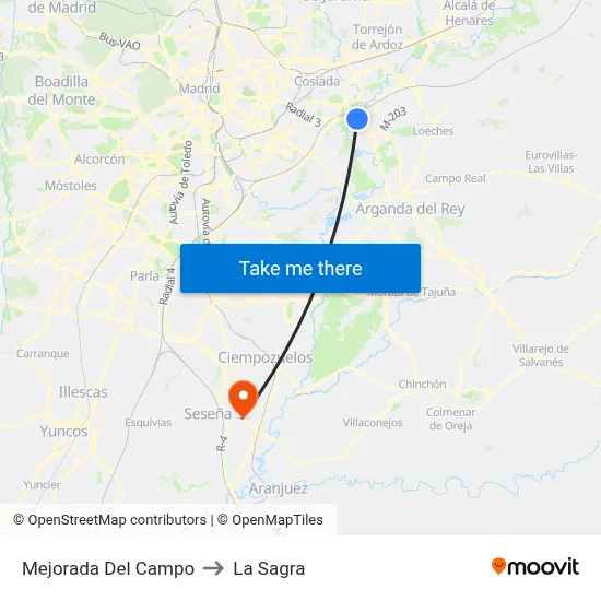 Mejorada Del Campo to La Sagra map