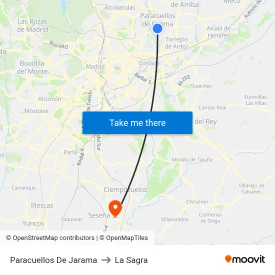 Paracuellos De Jarama to La Sagra map