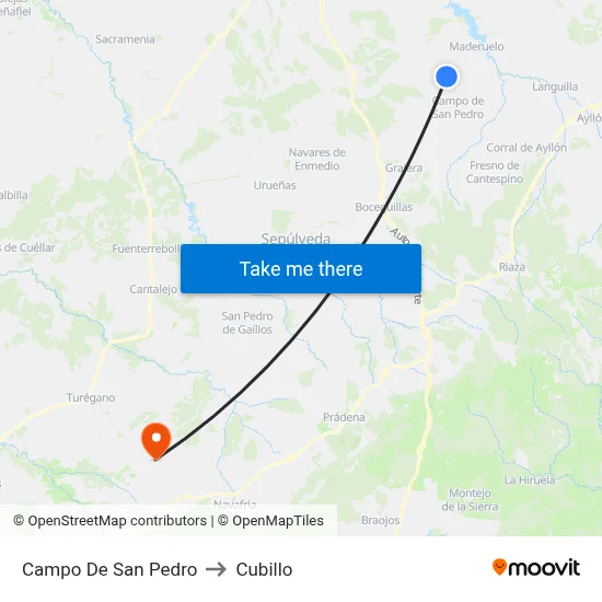 Campo De San Pedro to Cubillo map