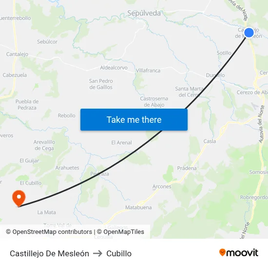 Castillejo De Mesleón to Cubillo map