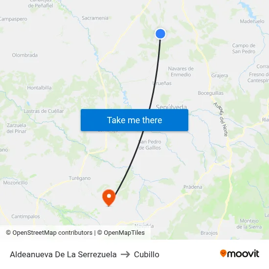 Aldeanueva De La Serrezuela to Cubillo map