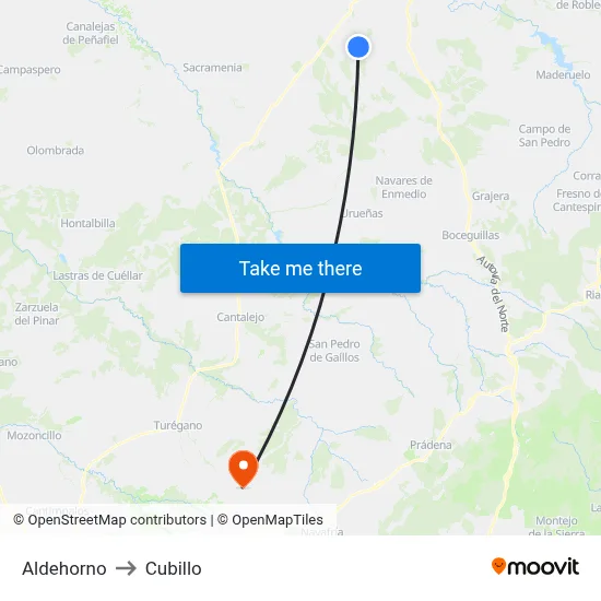 Aldehorno to Cubillo map