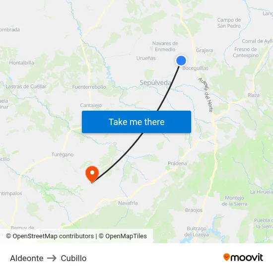 Aldeonte to Cubillo map