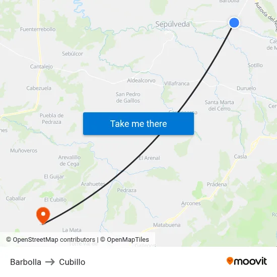 Barbolla to Cubillo map