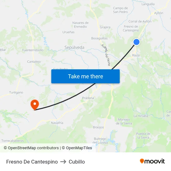 Fresno De Cantespino to Cubillo map