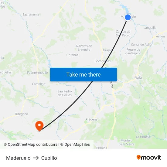 Maderuelo to Cubillo map