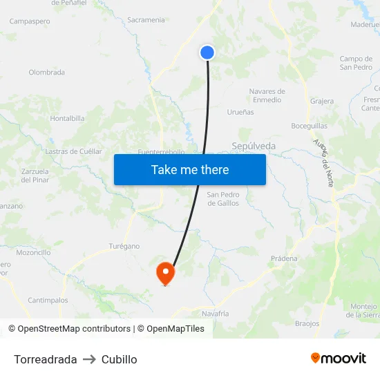 Torreadrada to Cubillo map