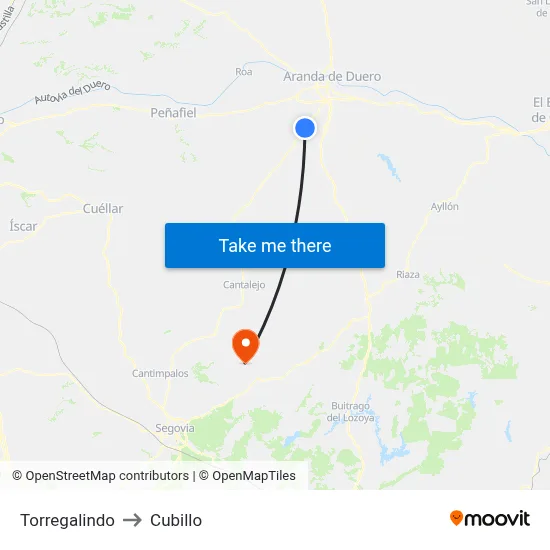 Torregalindo to Cubillo map