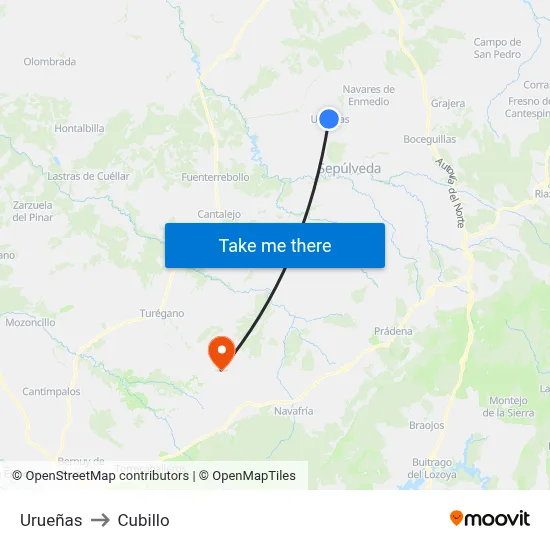 Urueñas to Cubillo map