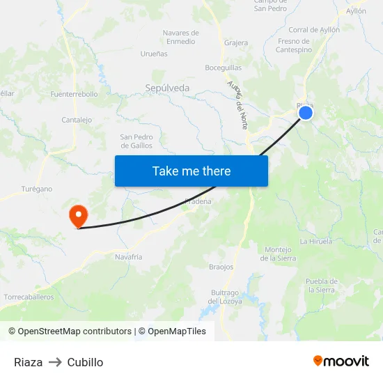 Riaza to Cubillo map