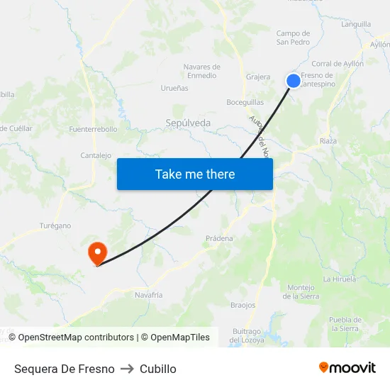 Sequera De Fresno to Cubillo map