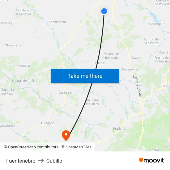 Fuentenebro to Cubillo map