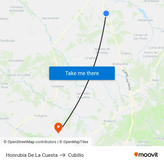 Honrubia De La Cuesta to Cubillo map