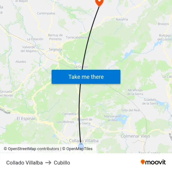 Collado Villalba to Cubillo map