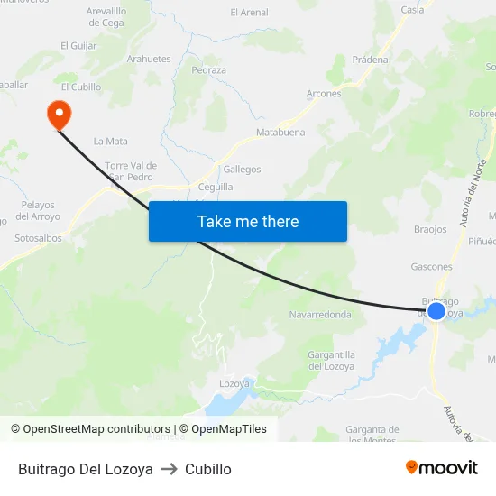 Buitrago Del Lozoya to Cubillo map