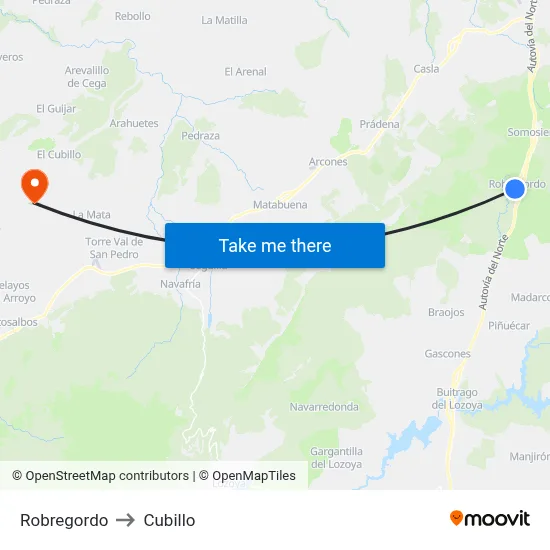 Robregordo to Cubillo map