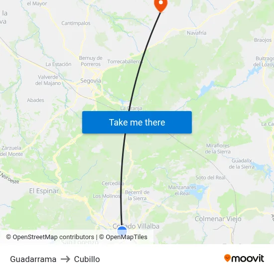 Guadarrama to Cubillo map