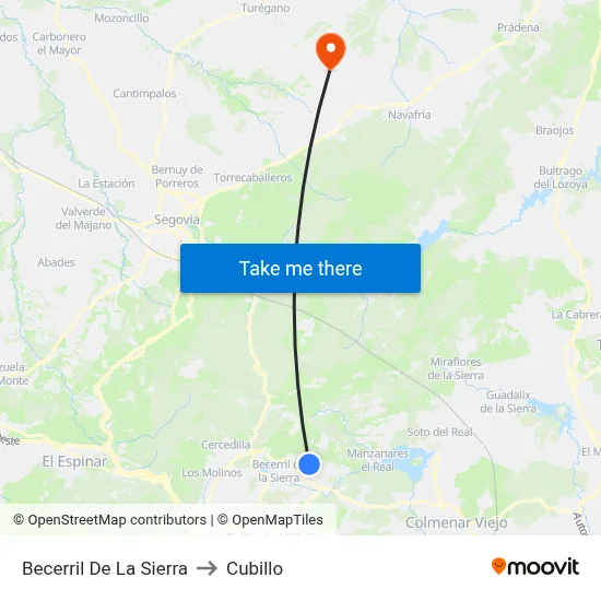 Becerril De La Sierra to Cubillo map