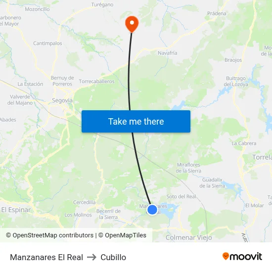 Manzanares El Real to Cubillo map