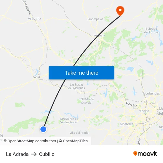 La Adrada to Cubillo map