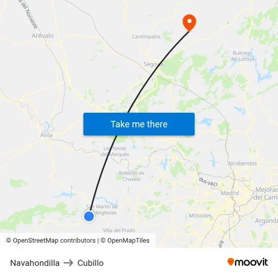 Navahondilla to Cubillo map