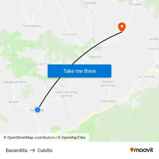 Basardilla to Cubillo map
