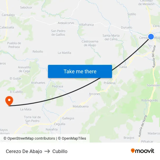 Cerezo De Abajo to Cubillo map