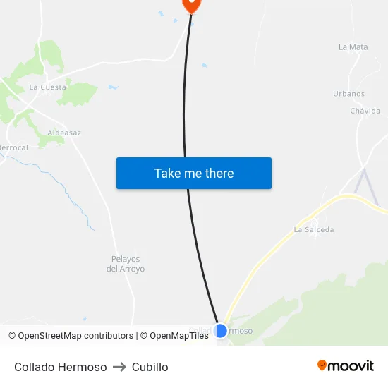 Collado Hermoso to Cubillo map