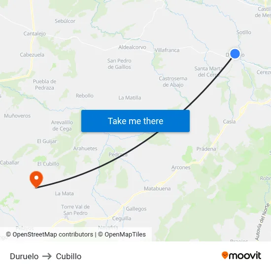 Duruelo to Cubillo map