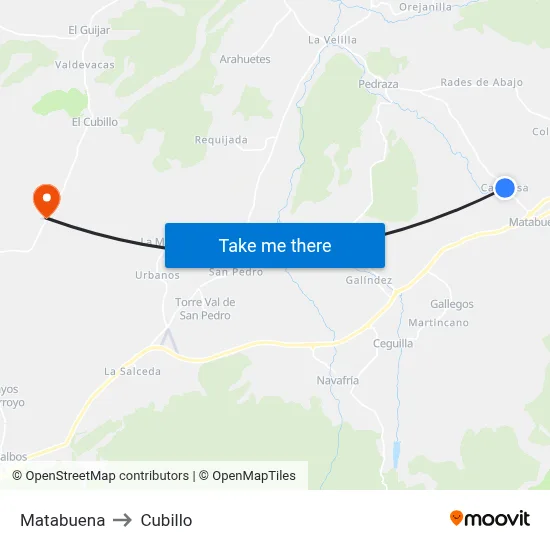 Matabuena to Cubillo map