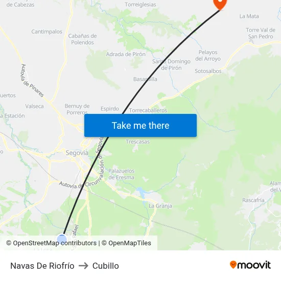 Navas De Riofrío to Cubillo map