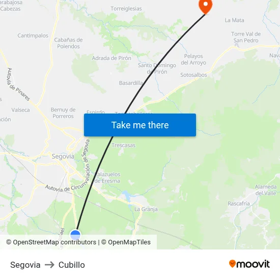 Segovia to Cubillo map