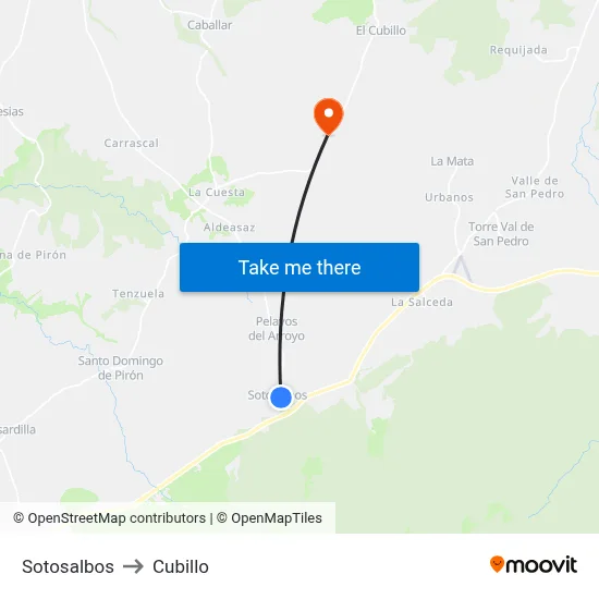 Sotosalbos to Cubillo map